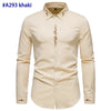 Gold Embroidery White Shirt Men Brand New Stand Collar Mens Dress Shirts Casual Slim Long Sleeve Chemise Homme Camisa Masculina