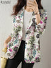Retro Printed Long Sleeve Blazer