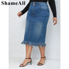 Women's Plus Size Washed Denim Skirt