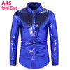 Men's Disco Shiny Gold Sequin Metallic Design Dress Shirt Long Sleeve Button Down Christmas Halloween Bday Party Stage Costume