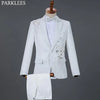 Men's White Diamond Embroidered Tuxedo