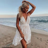 Summer Elegant White Embroidered V-Neck Lace