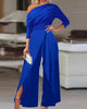 Elegant Cold-Shoulder Wide-Leg Jumpsuit