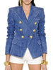 HIGH STREET New Fashion 2024 Designer Blazer Jacket Women's Metal Lion Buttons Double Breasted Denim Blazer Outer Coat