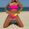 Female Swimwear Sexy Asymmetric High Cut Swimsuit Swim Bathing New Women 2025 One Shoulder Splicing Color Bikini Two Piece Set