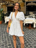 White Embroidery Short Sleeved Dress