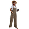 Women Straps Jumpsuit Summer Solid Color Wide Leg Pants Bib Overalls With Pocket Casual Loose Sleeveless Famale Jumpsuits Sales