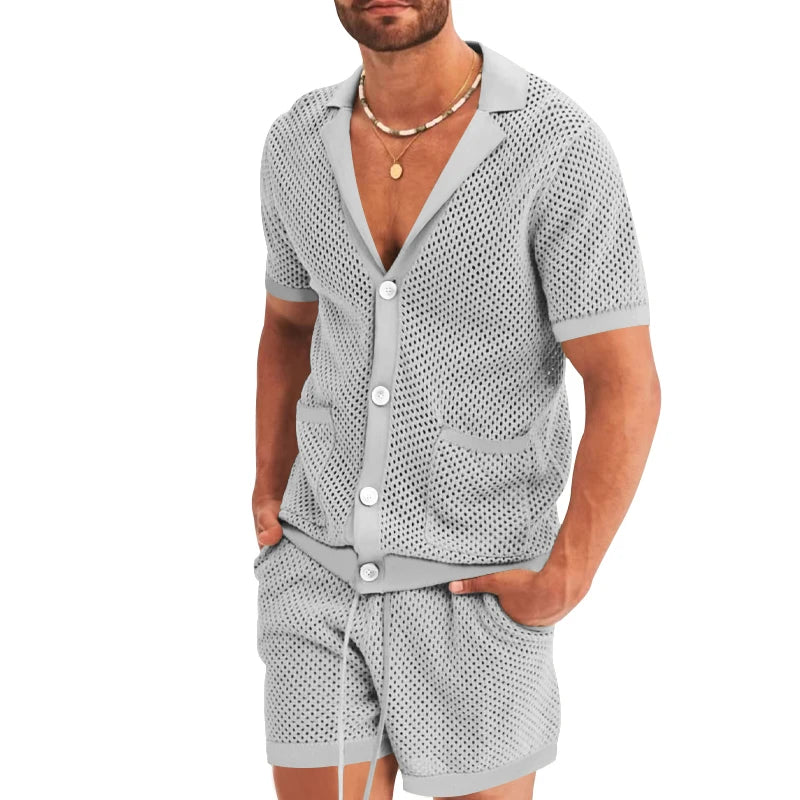 Men's Hawaiian Cutout See-Through Icy Silk Suit
