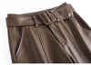 Sheepskin Leather Wide-Leg Pants