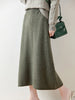 Elegant High-Waisted Pure Wool Midi Skirt