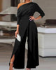 Elegant Cold-Shoulder Wide-Leg Jumpsuit