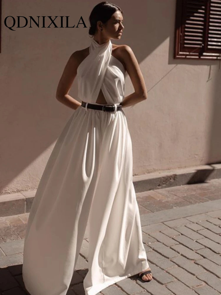 Halter Wide-Leg Bodycon Jumpsuit