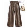 Sheepskin Leather Wide-Leg Pants