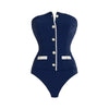 New Swimsuit New Navy Strapless Simple One-piece Swimwear Set for Summer Women in Stock