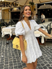 White Embroidery Short Sleeved Dress