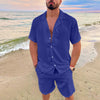 MUQGEW Men's Linen Shirt & Short Set