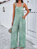 Retro Printed Women Jumpsuit Square Collar Sleeveless Suspenders Wide Leg Pants Jumpsuit 2024 Spring And Summer Elegant Romper