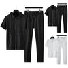 Men's Solid Color Zip-Up Tracksuit (Long Pants)