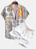Men's Hawaiian Flamingo Strip Printed Set