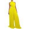 Elegant Pleated Jumpsuits for Women 2024 New O Neck Sleeveless Belt Waisted Floor Length Birthday Party Outfits Overalls Clothes