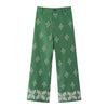 KONDALA Vintage Embroidery Green Wide-Leg Pants