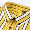 Men's Non-iron Slight Strech Soft Striped Dress Shirts Without Pocket Long Sleeve Standard-fit Youthful Casual Button-down Shirt