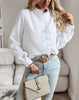 Women's Ruffled Standing Collar Long Sleeved Shirt Lace Collar Temperament Commuting Tops Fashion Women's Shirts for Women