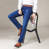 Men's Fashion Business Jeans Classic Style Casual Stretch Slim Jean Pants Male Brand Denim Trousers Black Blue