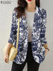 Retro Printed Long Sleeve Blazer