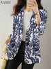 Retro Printed Long Sleeve Blazer