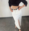 High-Waist Denim Slit Skirt