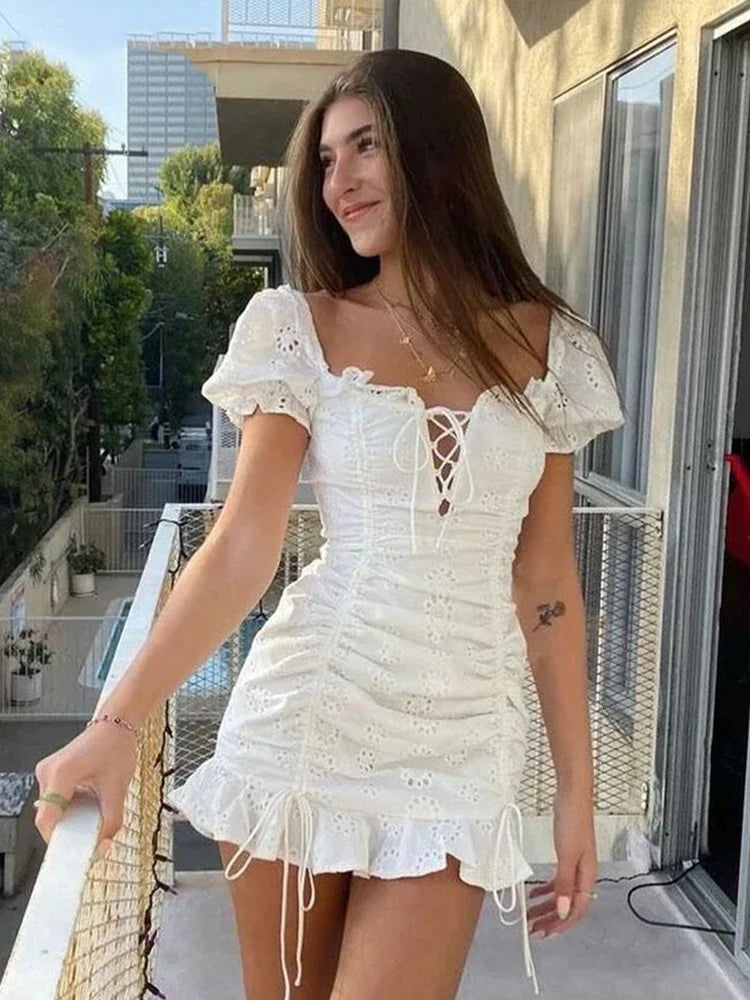 Lace Up Mini Dress