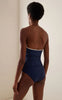 New Swimsuit New Navy Strapless Simple One-piece Swimwear Set for Summer Women in Stock
