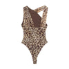 TRAFZA Leopard Print Jumpsuit Women Tulle Ruched Irregular Lady Bodysuit 2024 Summer Backless Beach Slim Halter Playsuit
