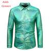 Men's Disco Shiny Gold Sequin Metallic Design Dress Shirt Long Sleeve Button Down Christmas Halloween Bday Party Stage Costume