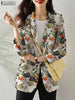 Retro Printed Long Sleeve Blazer