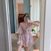 2022 Summer V-neck Floral Chiffon Jumpsuit Womens Fashion Ruffled Hem Flowers Print Ladies Rompers Slim Elegant Sexy Playsuits