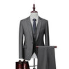 Men Slim Business Casual Suits Dress Three piece Set Jacket Pants Vest / Male Wedding Groom Blazer Coat Trousers Waistcoat