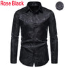 Men's Floral Black Dress Shirts 2023 Stylish New Long Sleeve Steampunk Shirt Men Party Club Bar Social Shirt Male Chemise Homme
