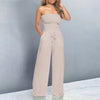Strapless Women Solid Ruffle Jumpsuit Sleeveless Lace Up Jumpsuit Straight Solid Color Trousers Jumpsuit Elegant Women's Overall