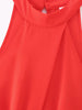 TRAFZA Fashion Women Chic Casual Red High Waist Wide Leg Jumpsuit Female Elegant Hanging Neck Sleeveless Slim Holiday Playsuit
