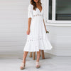 White Long Boho Lace Dress