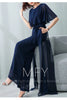 Lotus Leaf Sleeve Jumpsuit Women's Summer Long 2023 New Chiffon Jumpsuit Wide Leg Set Temperament Jumpsuit Female Bodysuit Blue