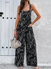 Retro Printed Women Jumpsuit Square Collar Sleeveless Suspenders Wide Leg Pants Jumpsuit 2024 Spring And Summer Elegant Romper