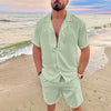 MUQGEW Men's Linen Shirt & Short Set