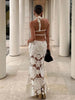 Chic Flower Halter Knitted Maxi Dress