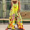 Summer Loose Rompers Women Jumpsuits 2021 Sexy Sleeveless Vintage Printed Tanks Playsuits  OL Office Overalls