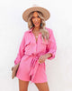 Summer Women Casual Playsuits Fashion Long Sleeve Overalls Jumpsuits Pockets Lace-up Buttons Shirt Playsuit Office Ladies Romper