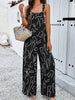 Retro Printed Women Jumpsuit Square Collar Sleeveless Suspenders Wide Leg Pants Jumpsuit 2024 Spring And Summer Elegant Romper