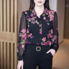 Elegant Floral Polo Collar Chiffon Shirt